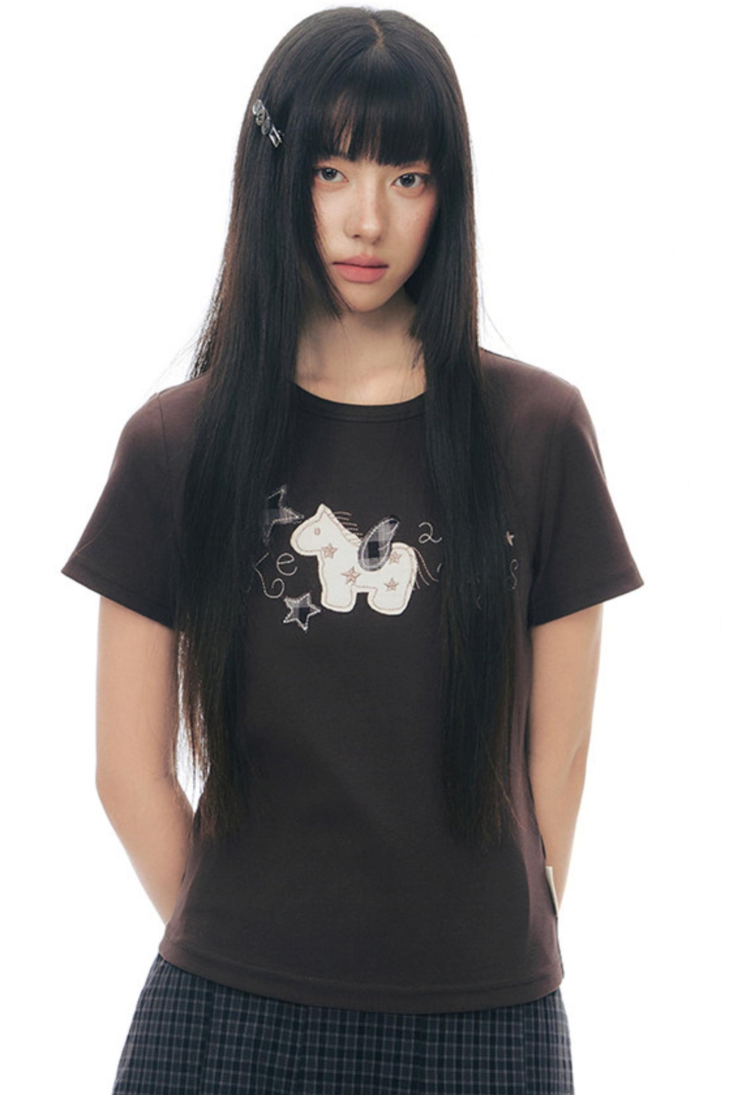 T-Shirt mit Pony-Applikation und Stickerei