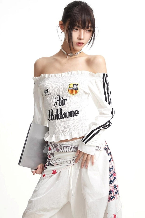 Pleats Elastic Sleeve T-Shirt