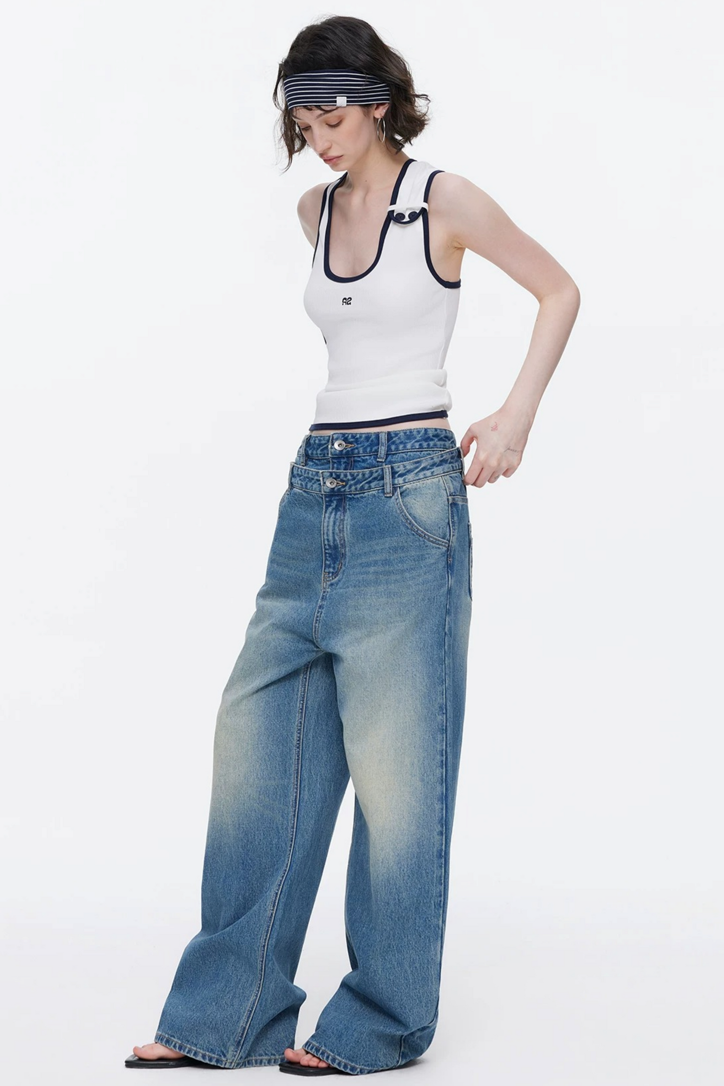 Asymmetrical Color-Blocking Tank Top