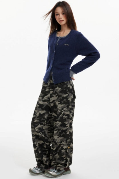 Fake Two-Piece Contrasting Knitted Cardigan