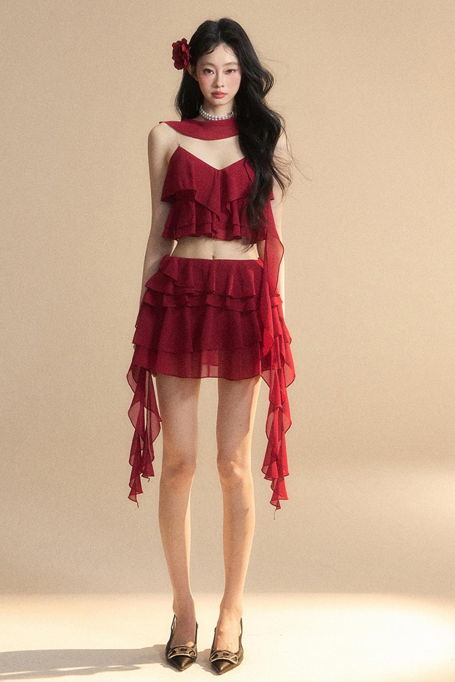 Luxury Halter With Skirt Set-Up