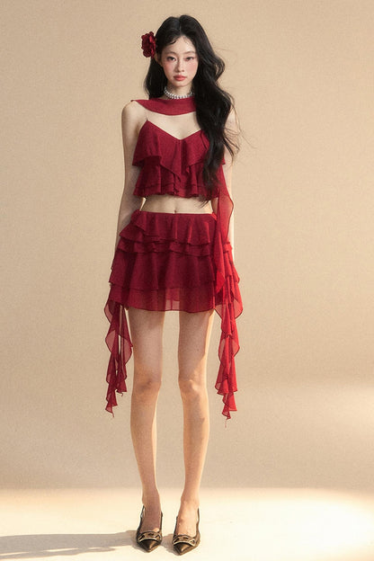 Luxury Halter With Skirt Set-Up