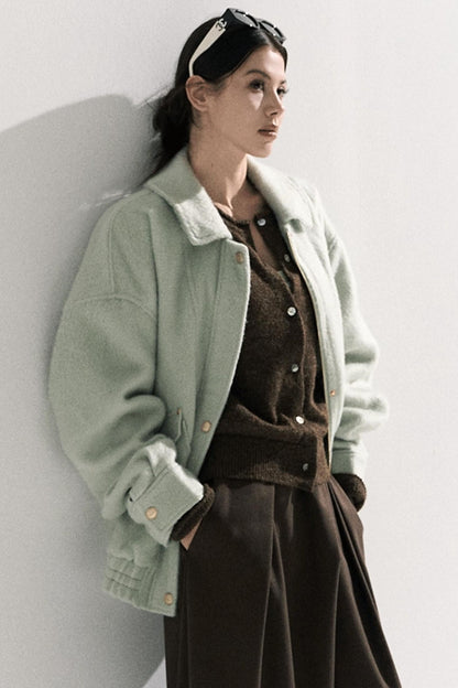 Tencel Wool Pleats Wide-Leg Pants