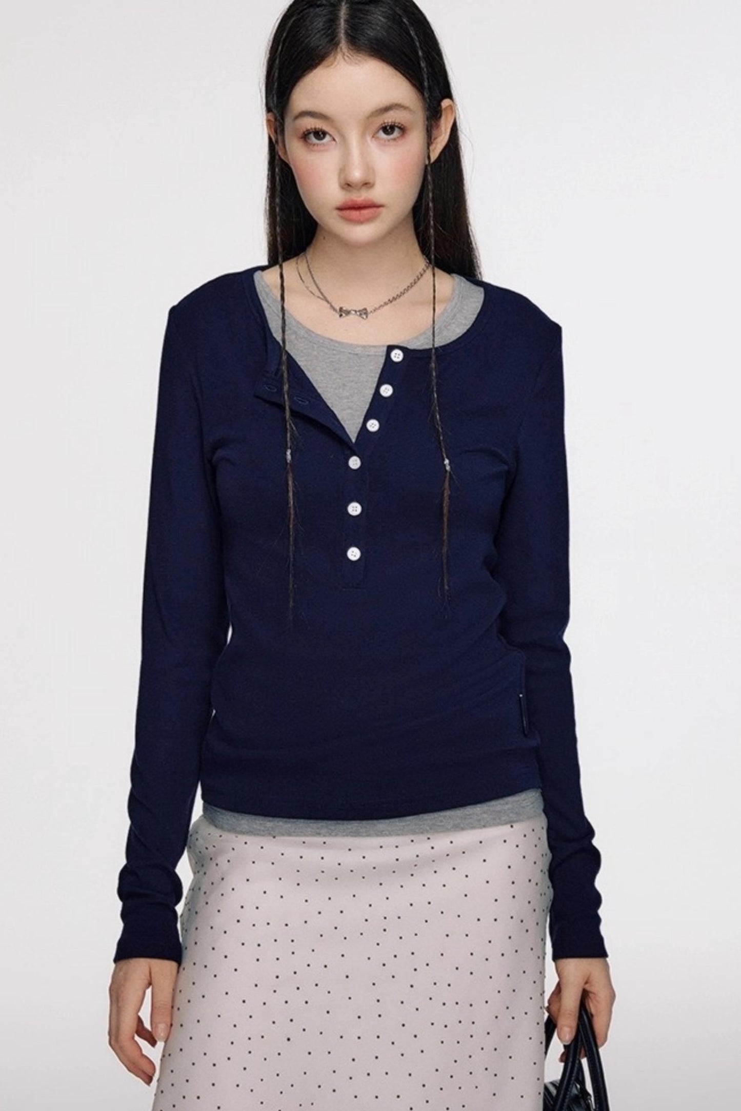 French Polka Dot A-Line Chiffon Skirt