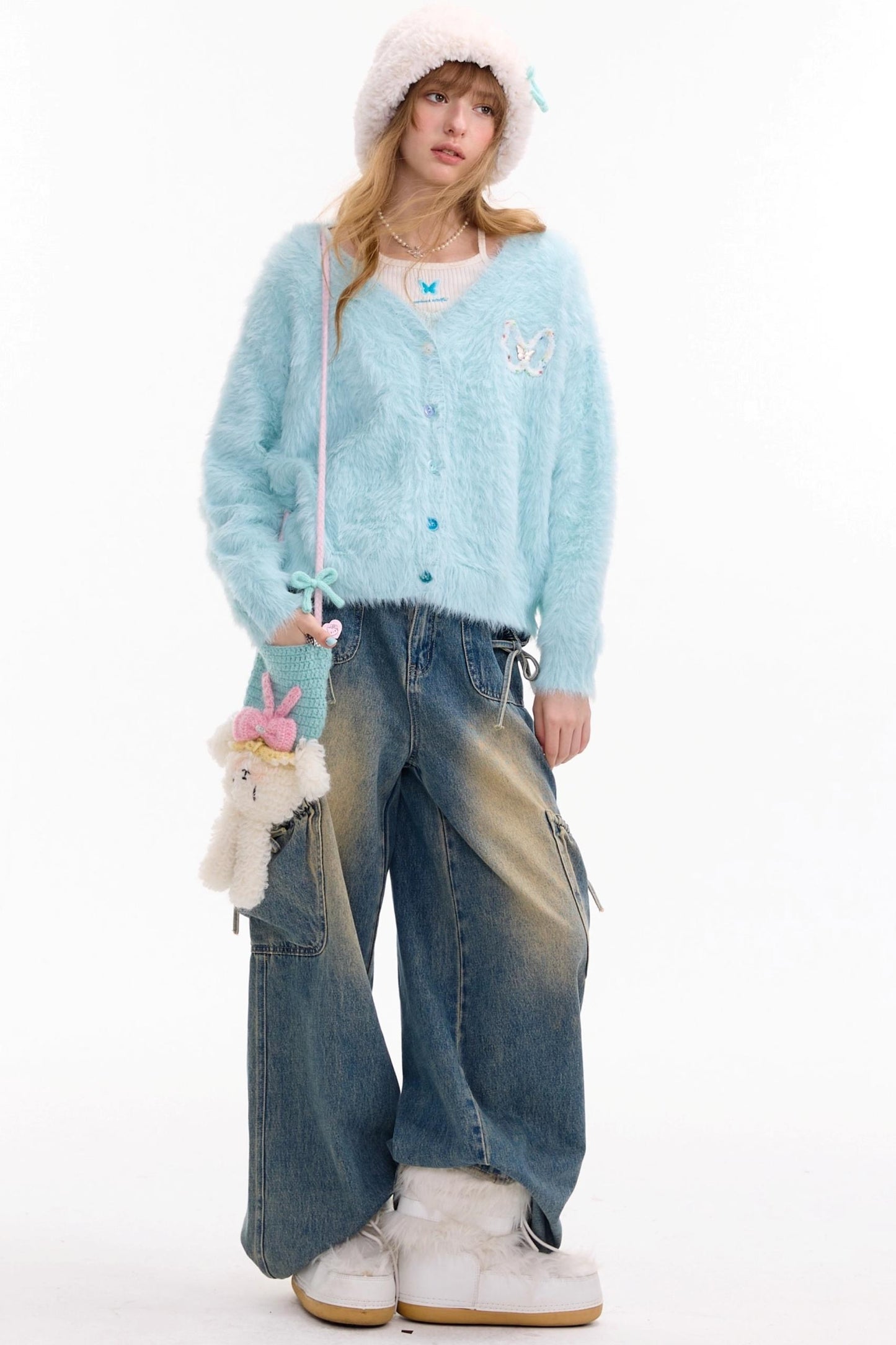 Lazy Butterfly Plush Cardigan