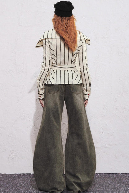 Split Sickle Pocket Heavy Jeans