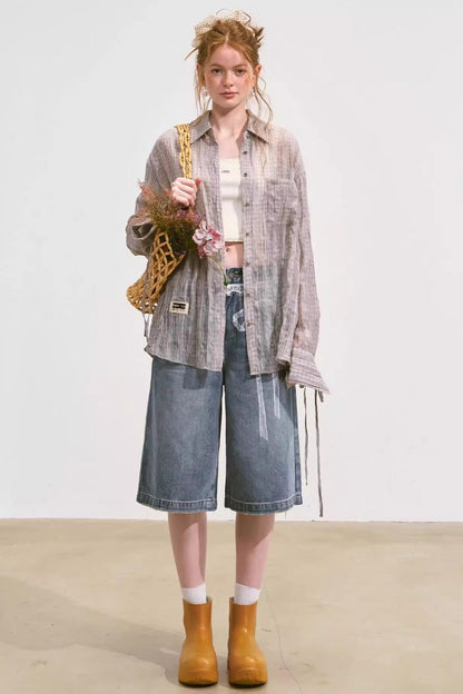 Plaid Mesh Summer Shirt Jacket