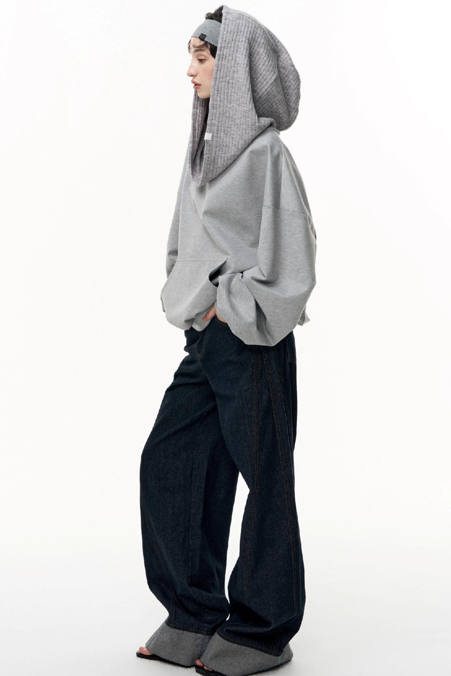 Slanted Shoulder Loose Pullover Sweatshirt