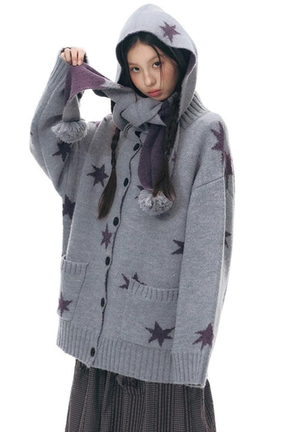 Reversible Star Cardigan Sweater Jacket Set-Up