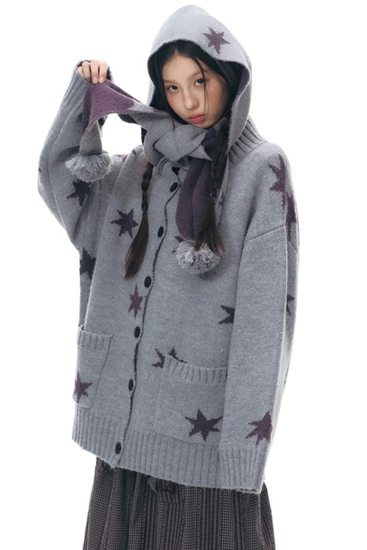 Reversible Star Cardigan Sweater Jacket Set-Up