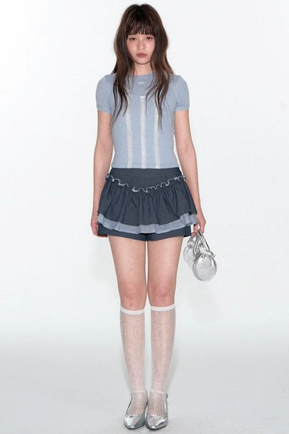 Summer Lace Suspenders Cropped Vest