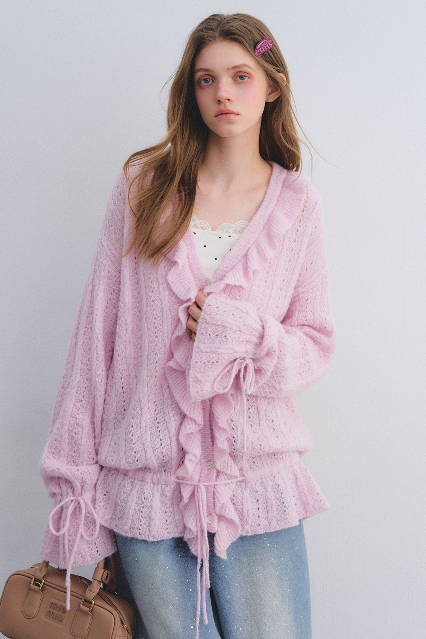 Wool Mohair Ruffled Cardigan