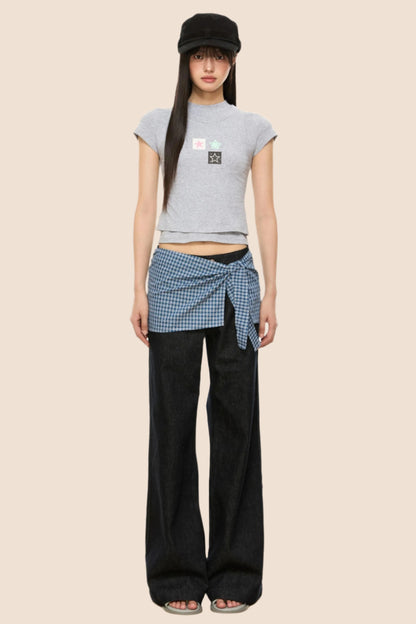 Slim Gray Square Crop Tee