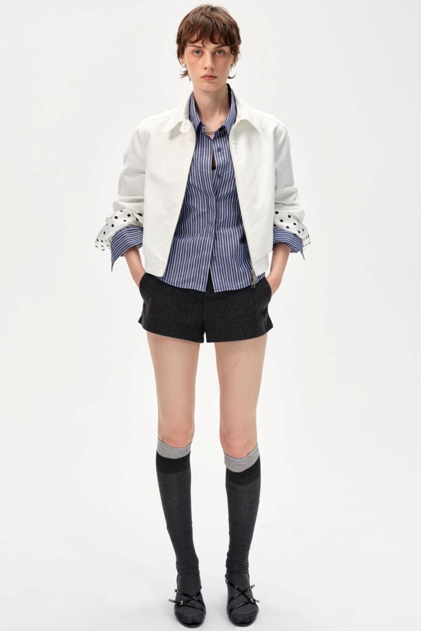 Color-Blocked High-Waisted Suede Shorts