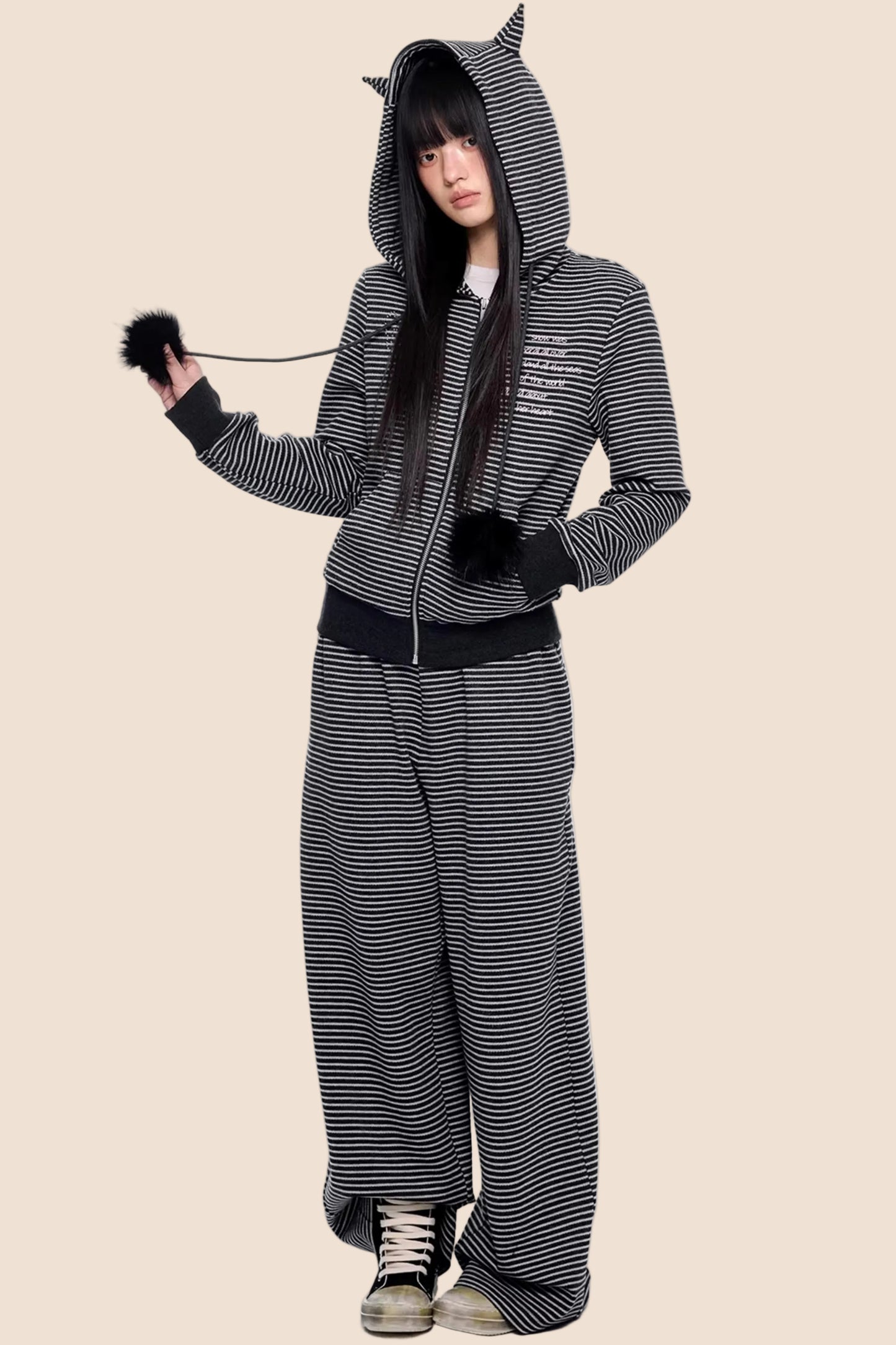 Devil Striped Hooded Jacket Set-Up