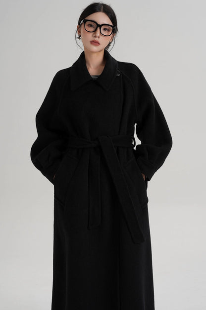 Temperament Back Slit Wool Coat