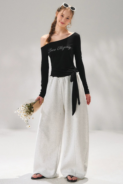 Rhinestone Embellished One-Shoulder Top