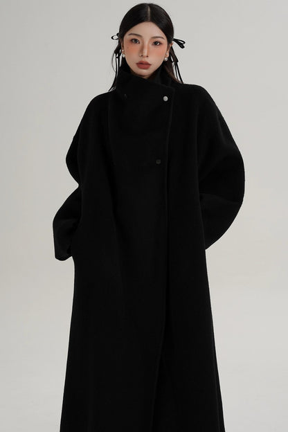 Stand-Up Collar Elongated Wool Coat