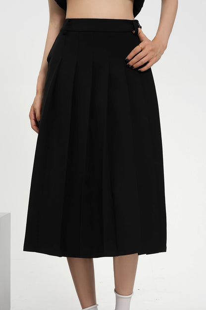 High-waisted a-line pleated skirt