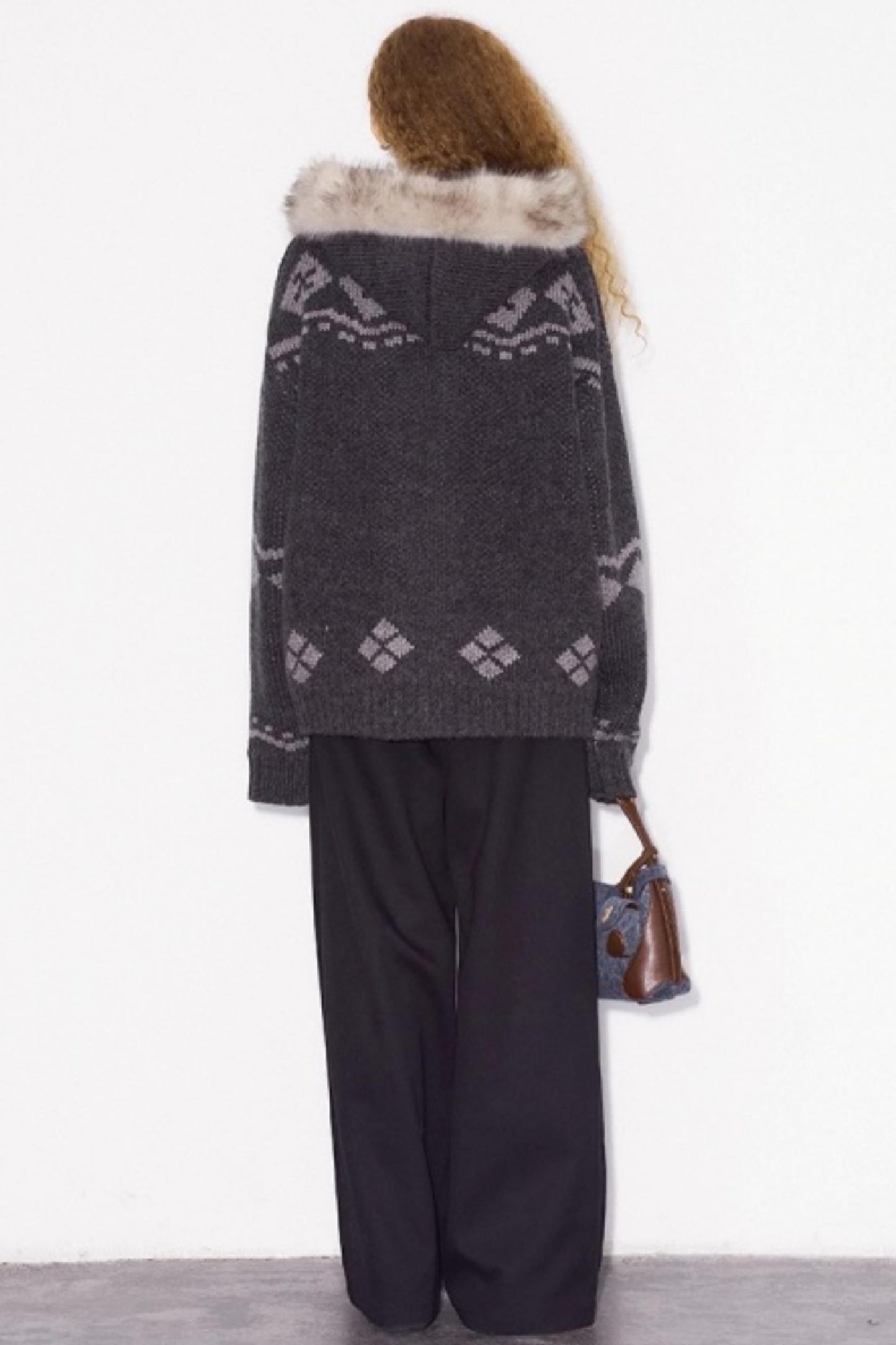 Detachable Fur Collar Knitted Cardigan