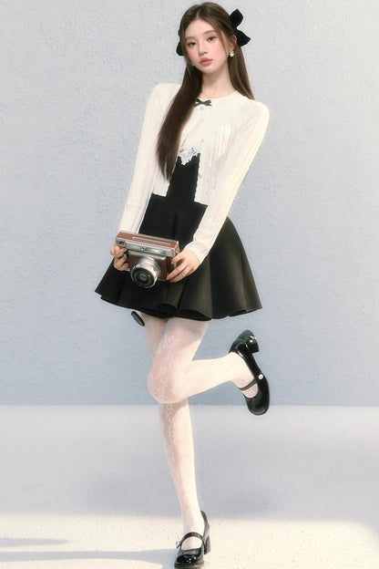 Golden V-Shaped Black Dress