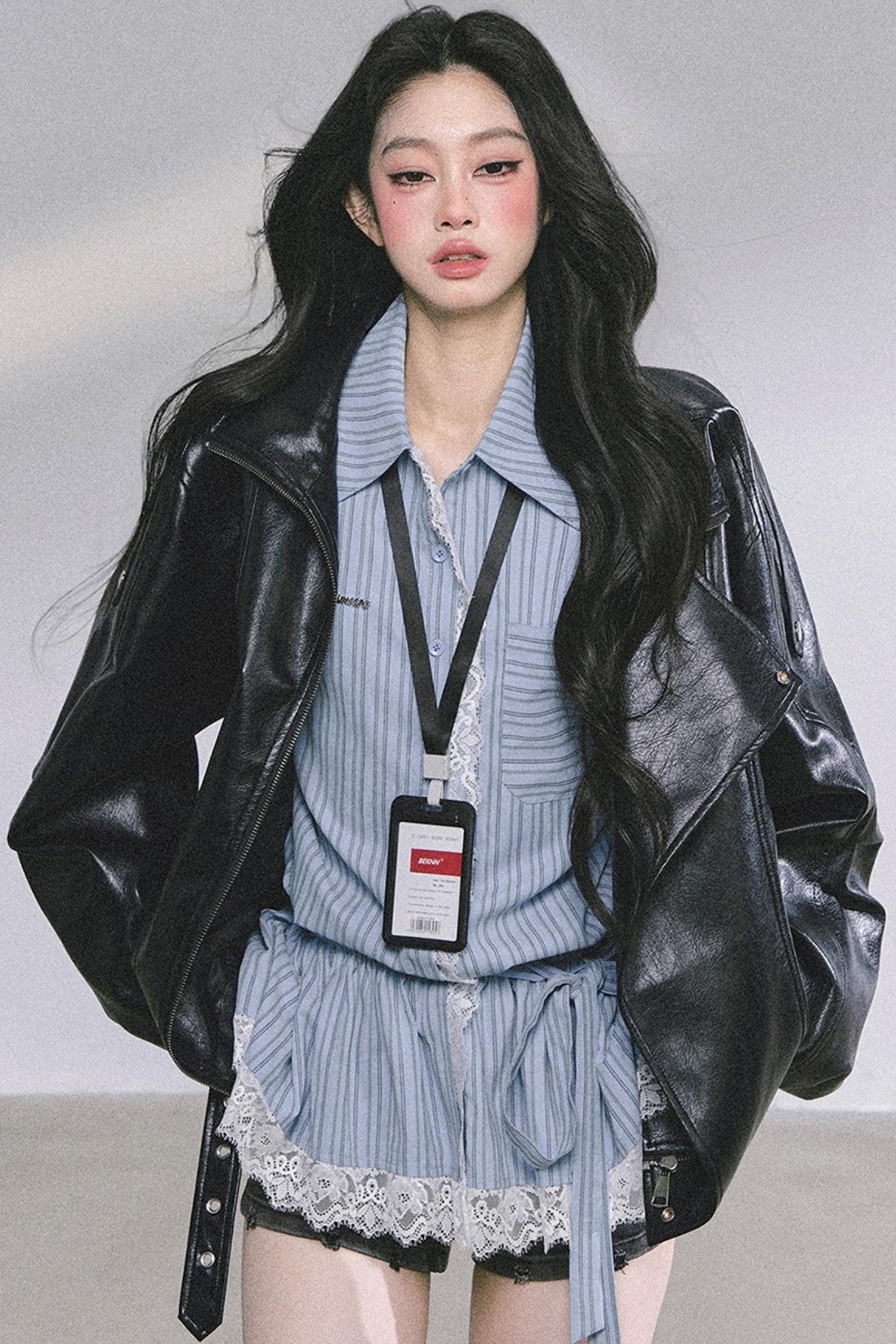 French Lace Stripe Shirt Set-Up