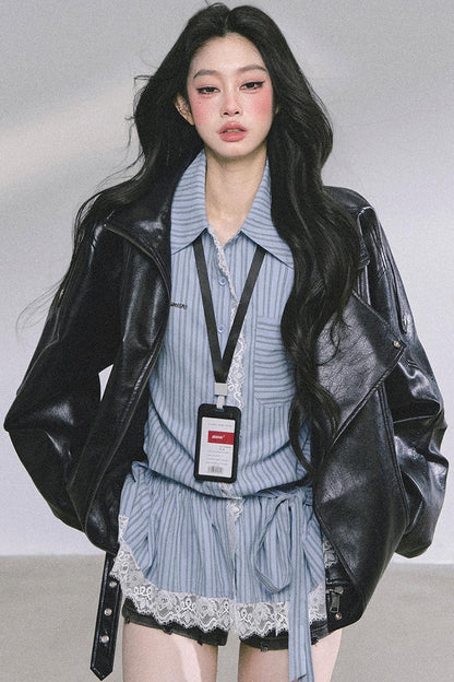 French Lace Stripe Shirt Set-Up