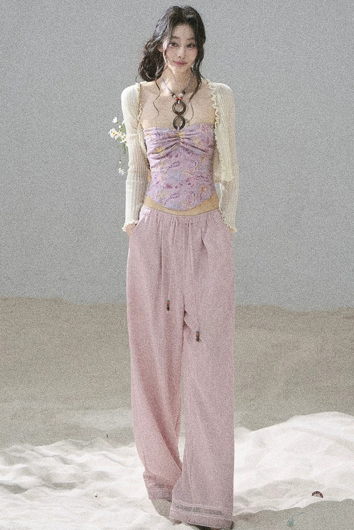 Monet's Water Lilies Embroidered Top