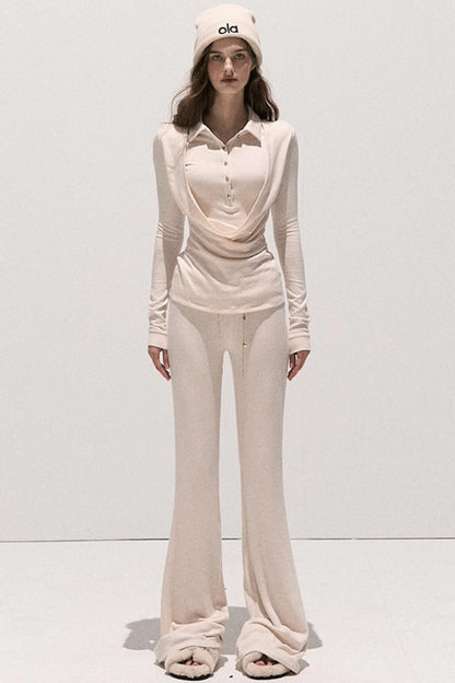 Soft Crewneck Knitwear Trouser Set-Up