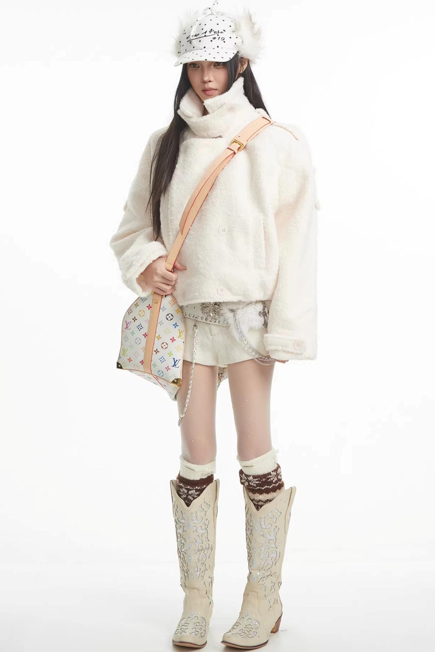 White One-Shoulder Knitted Sweater