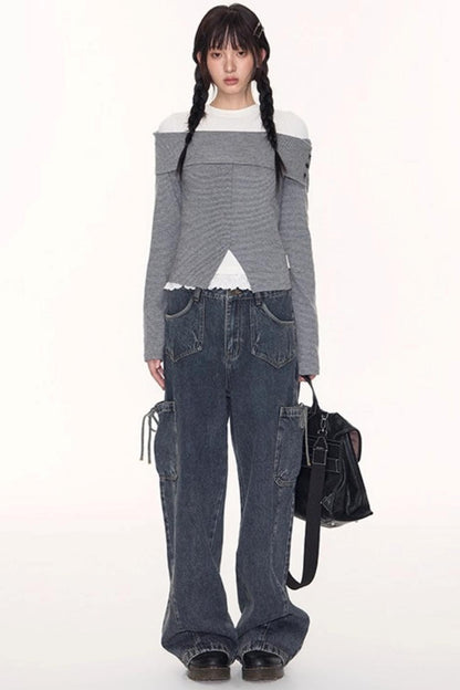 Lace Embroidery Slim Top