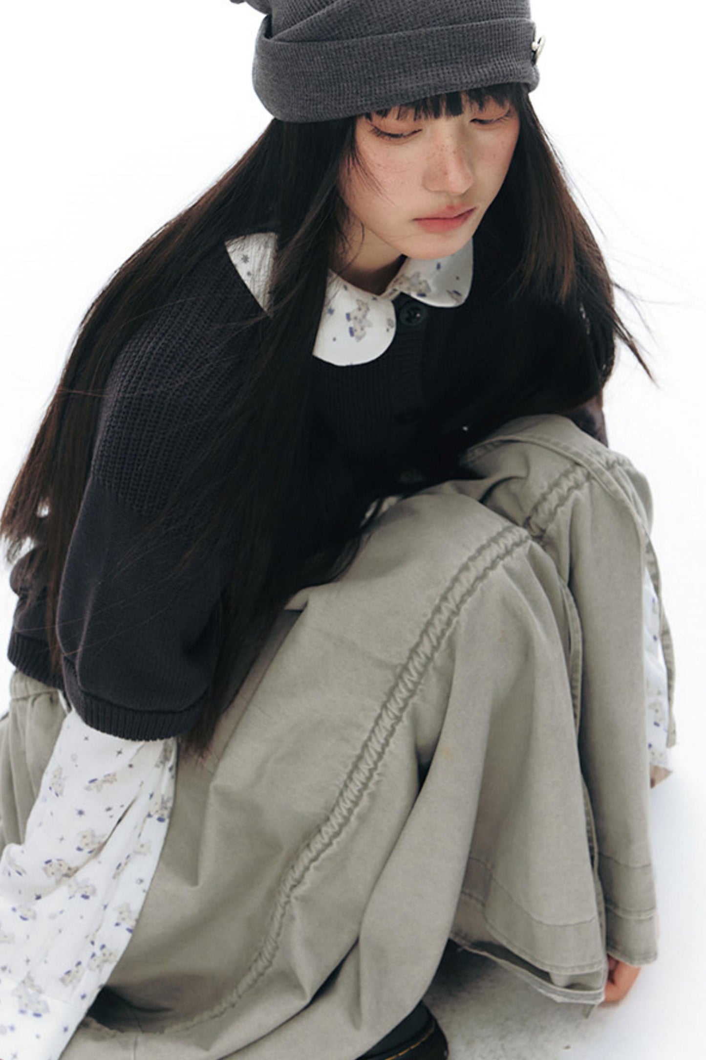 Vintage-Strickjacke mit mittellangen Ärmeln