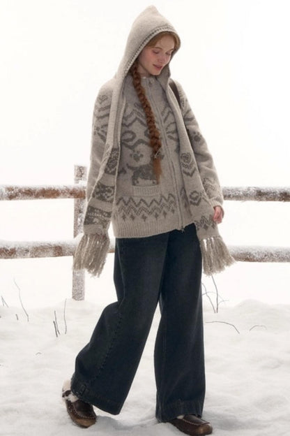 Light Bow-Knot Knit Cardigan Set-Up