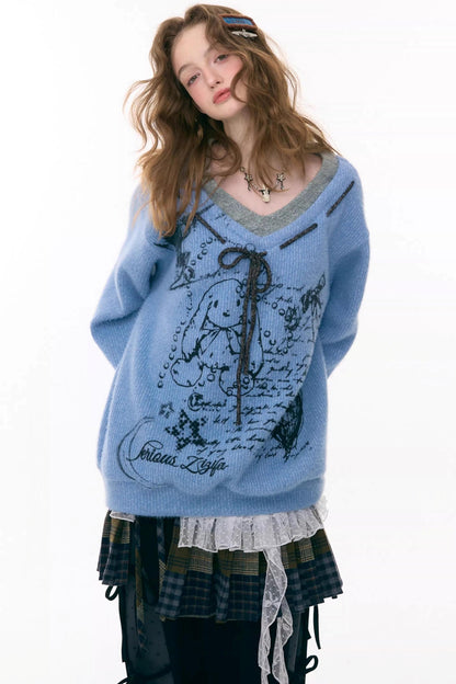 Velvet Rabbit Print Sweater