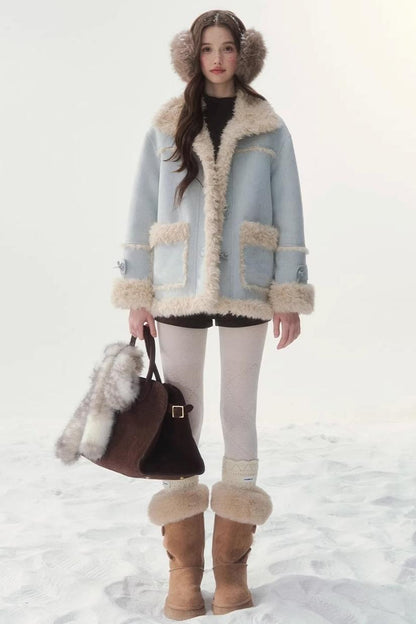 Pink and Blue Reversible Fur Coat