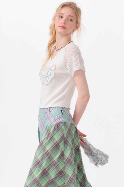 Top Raglan a Maglia con Farfalle 3D