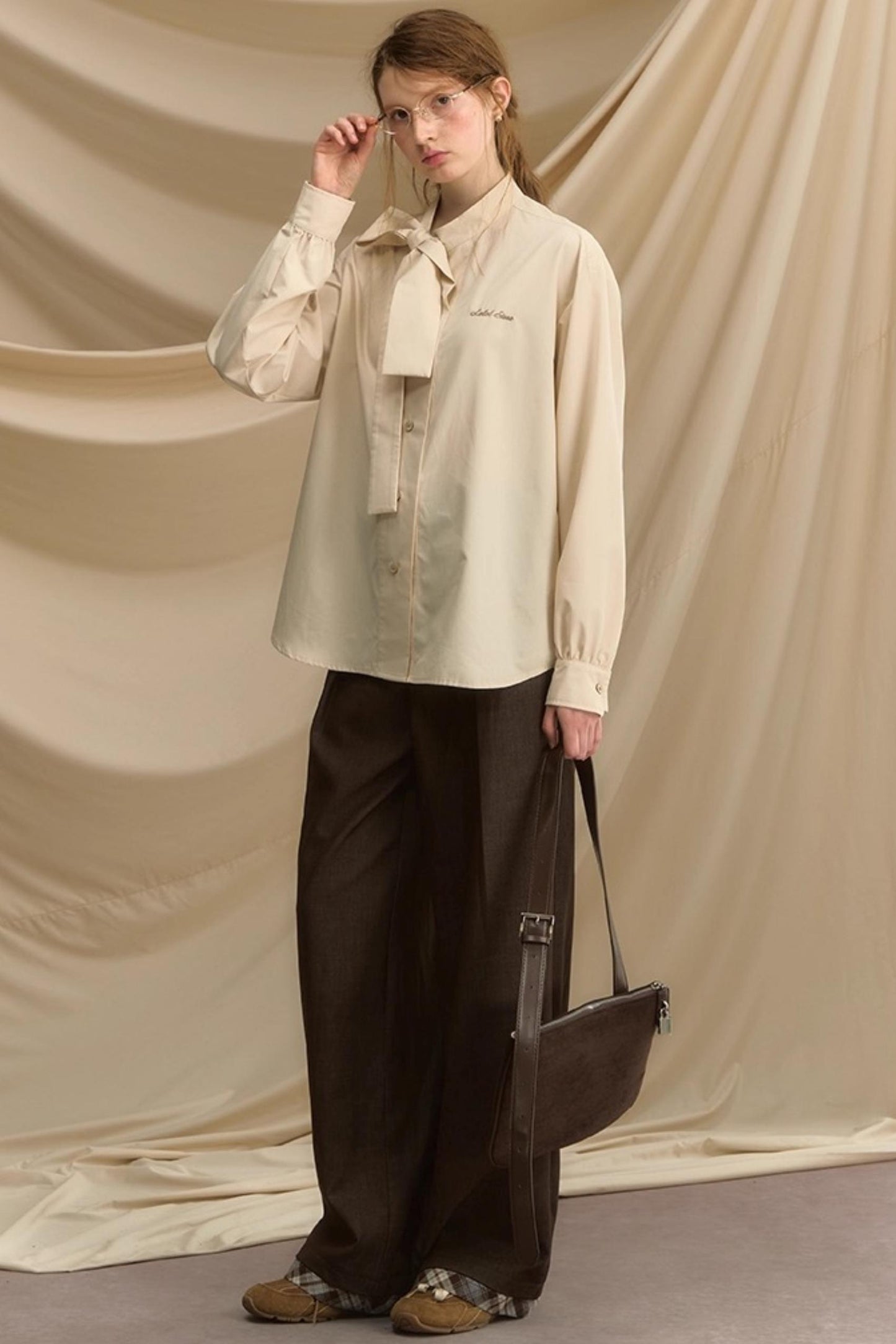 Vintage Bow Strap Striped Shirt