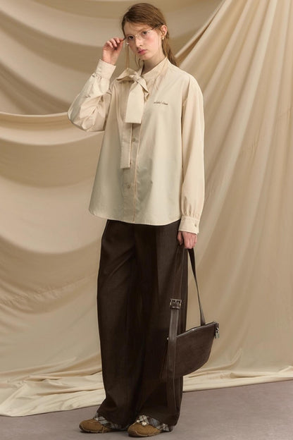 Vintage Bow Strap Striped Shirt