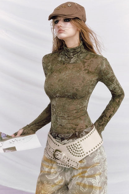 Rhinestone Velvet Jacquard Top