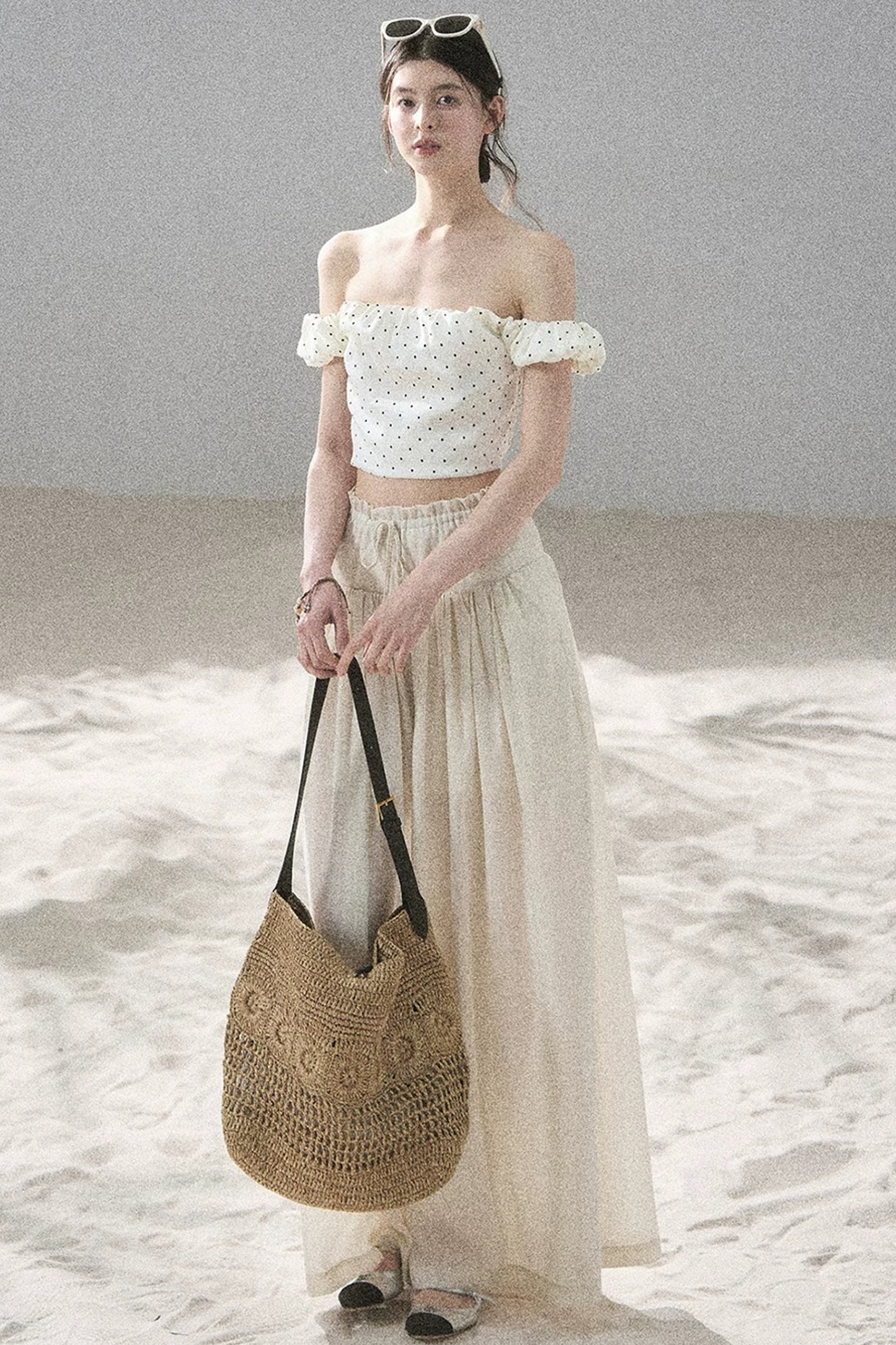 Watercolor Chiffon Wide-Leg Pants