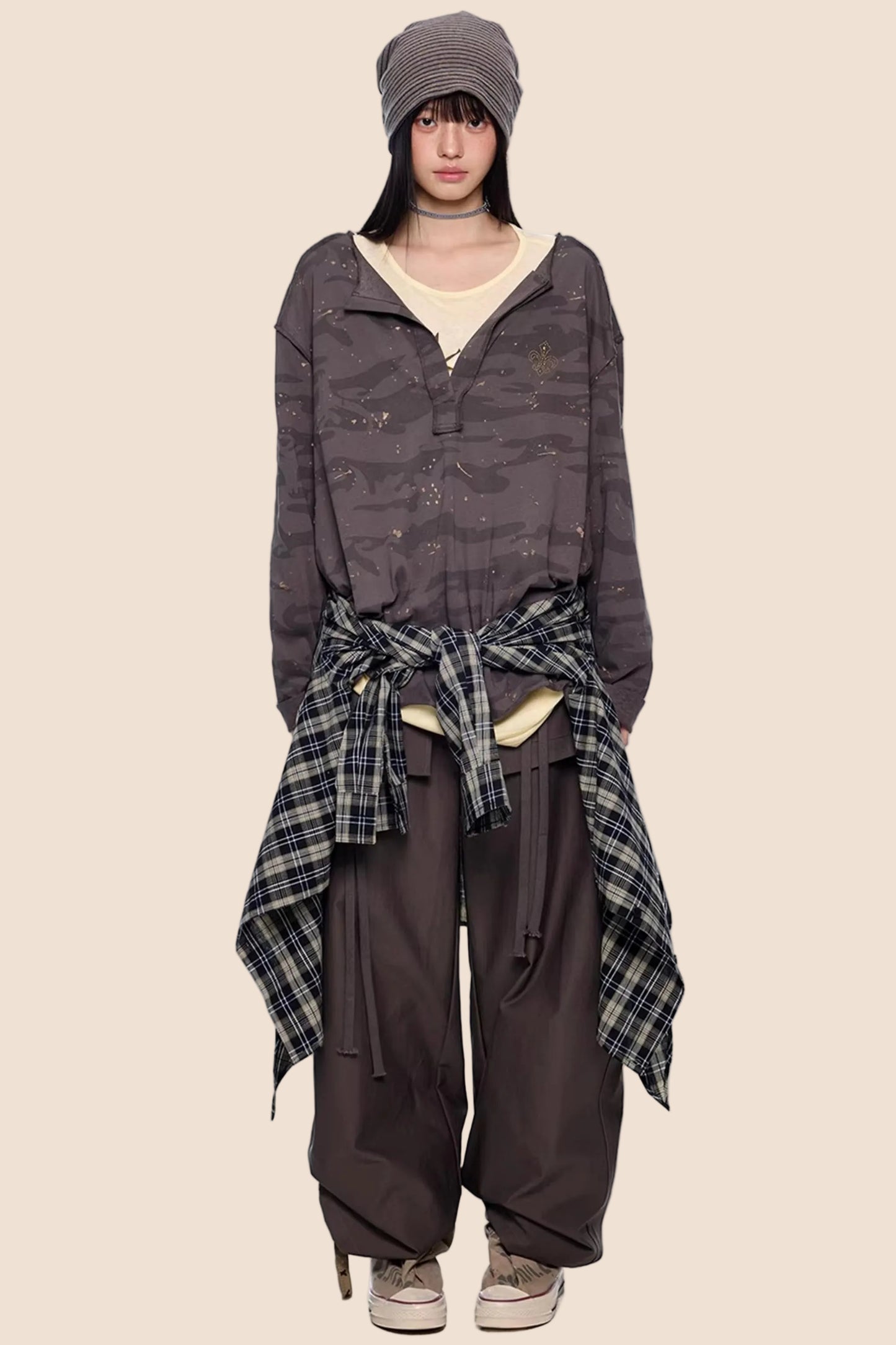 Blouse V-Cou Retro Camouflage