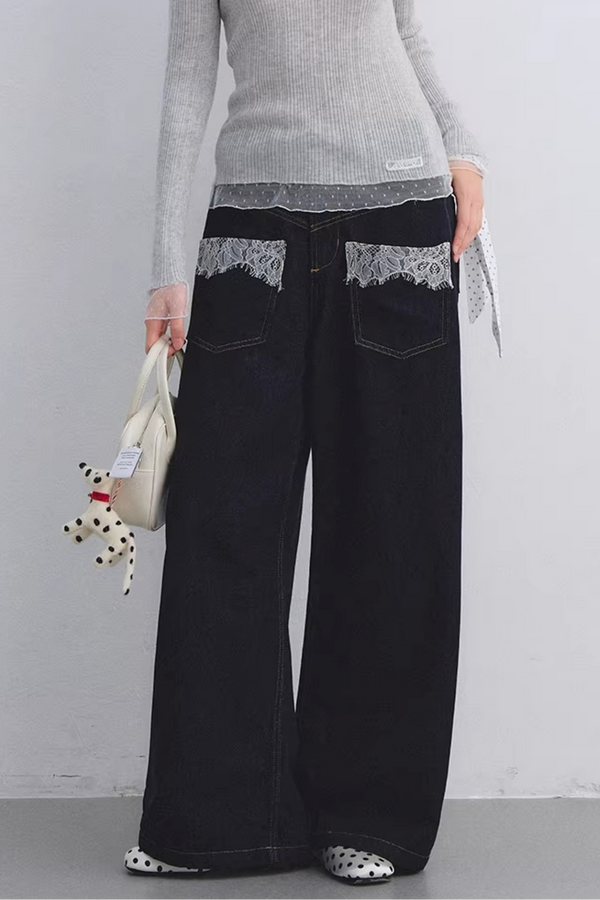 Retro Lace Patchwork Jeans