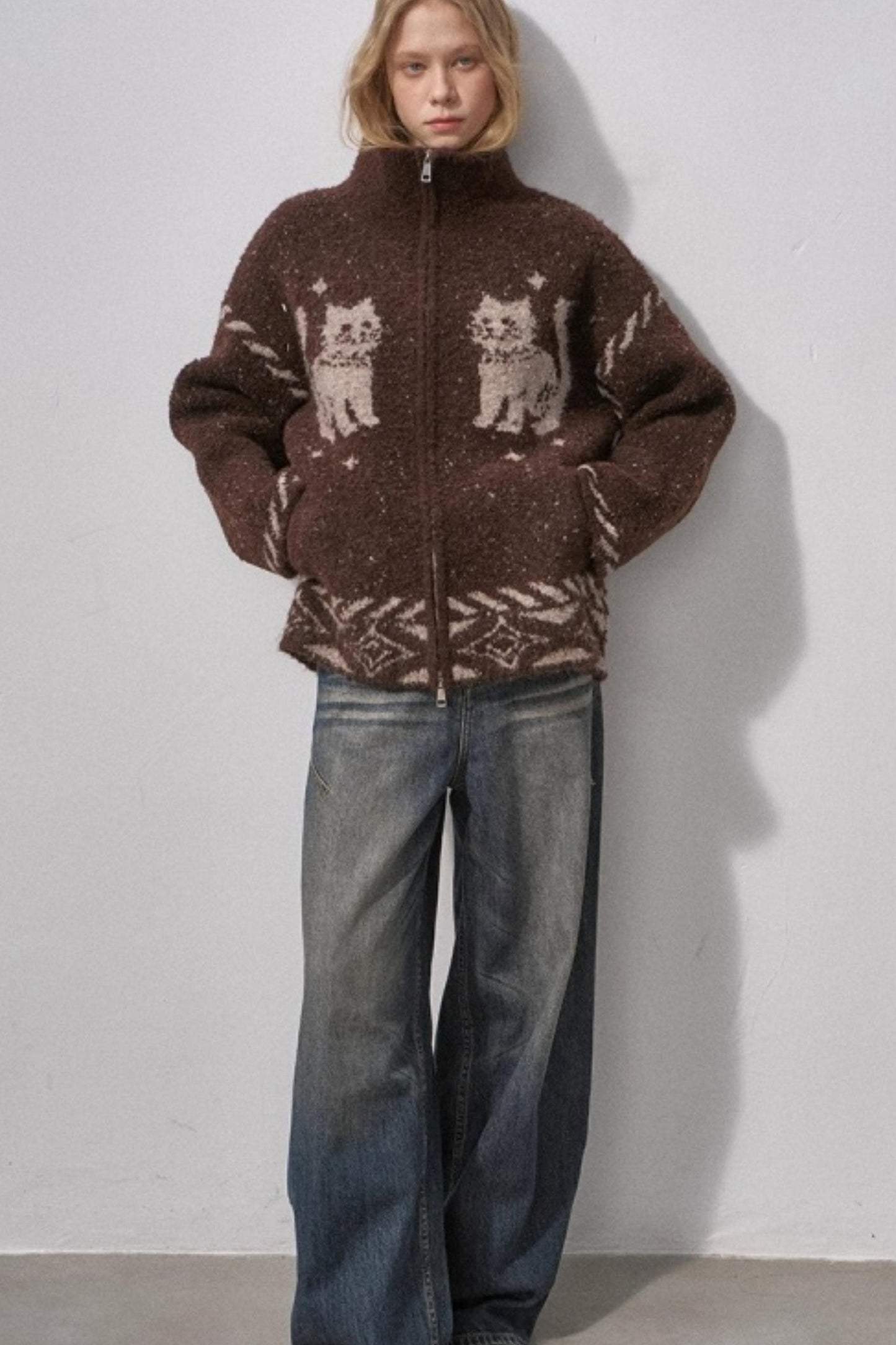 Star Kitty Jacquard Cardigan