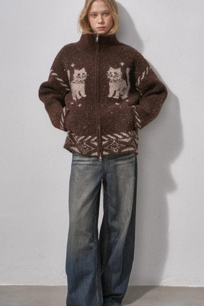 Star Kitty Jacquard Cardigan