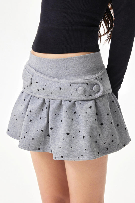 Star Print Floral Skirt