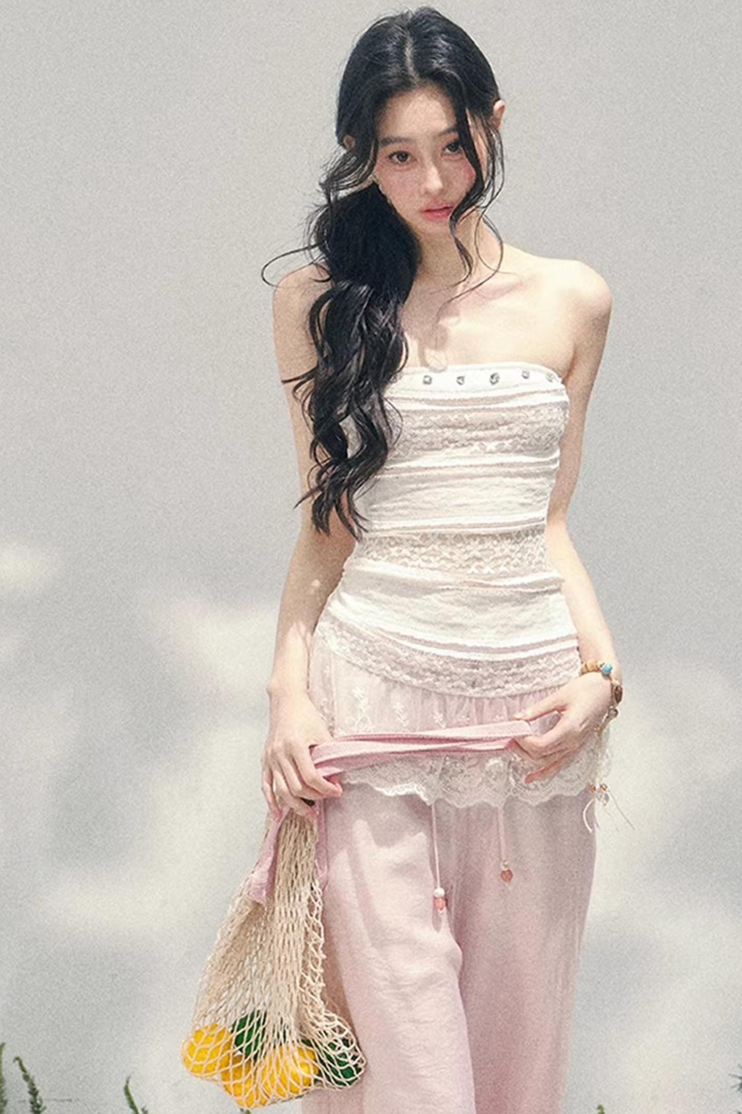 Hazy Muse Lace Tube Top