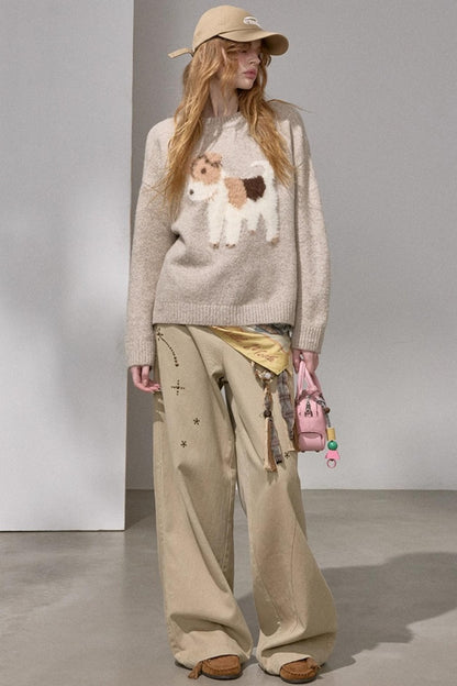 Puppy Jacquard Cloud Sweater