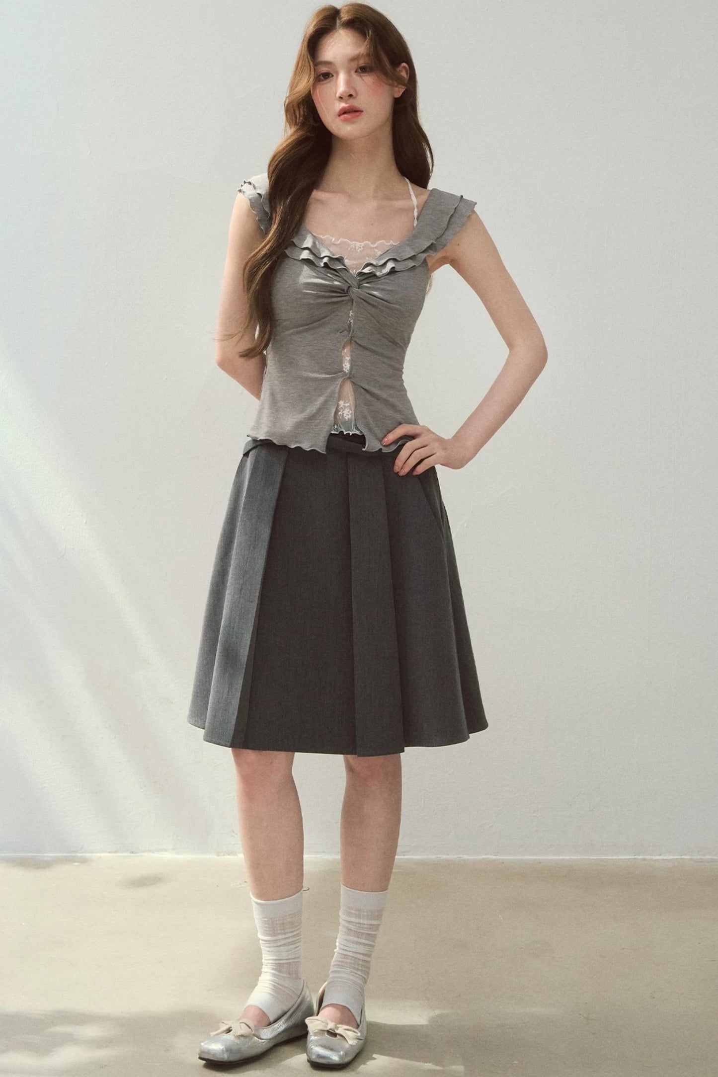 Two-Tone Ruffled Blouse