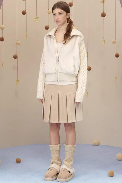 Reversible Suede Pleated Skirt