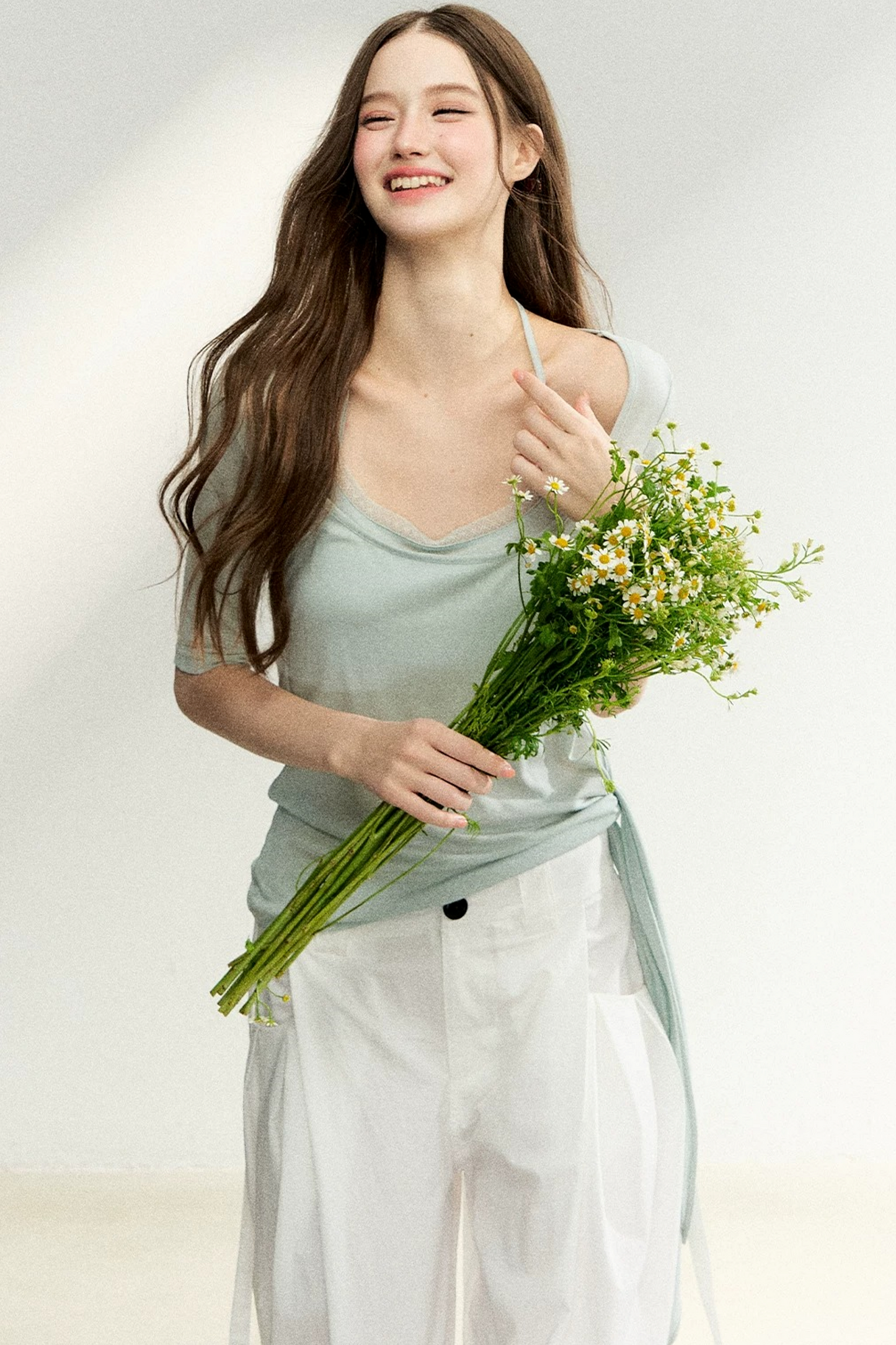 Double-Layer Tie-Waist Top